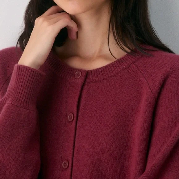 NWT Aritzia Wilfred London Wool Cashmere Cardigan Cordovan Red Small Sweater - Picture 3 of 15